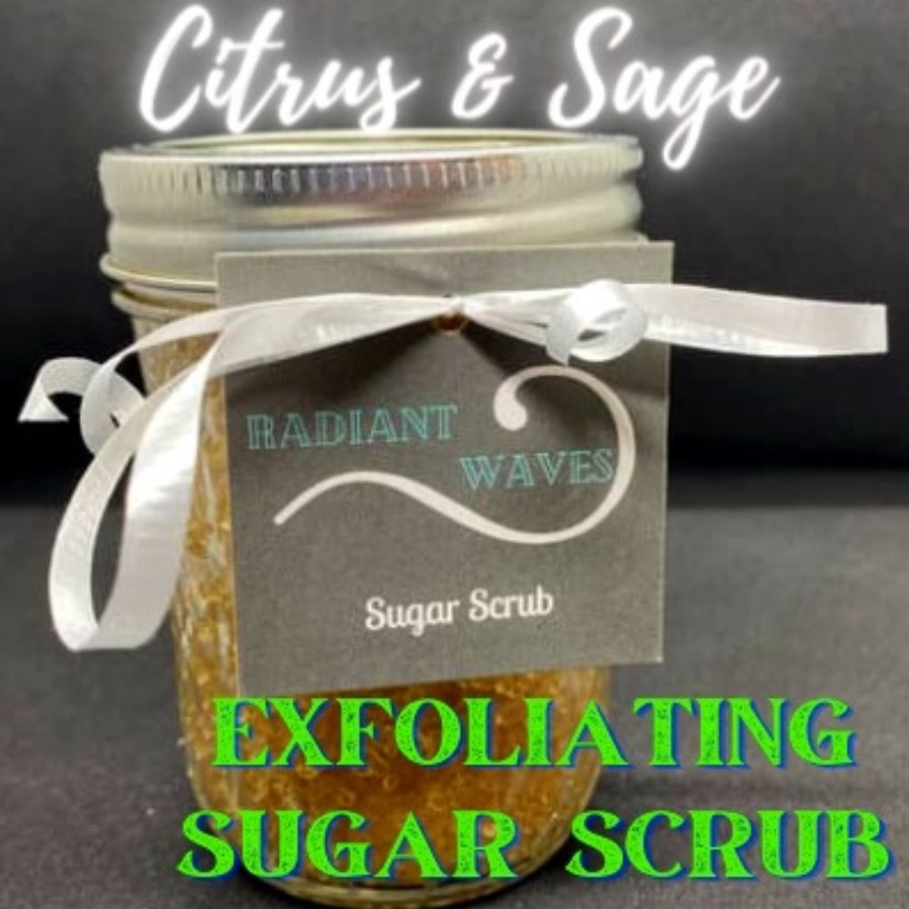 8oz Citrus & Sage exfoliating handcrafted sugar scrub by Radiant Waves